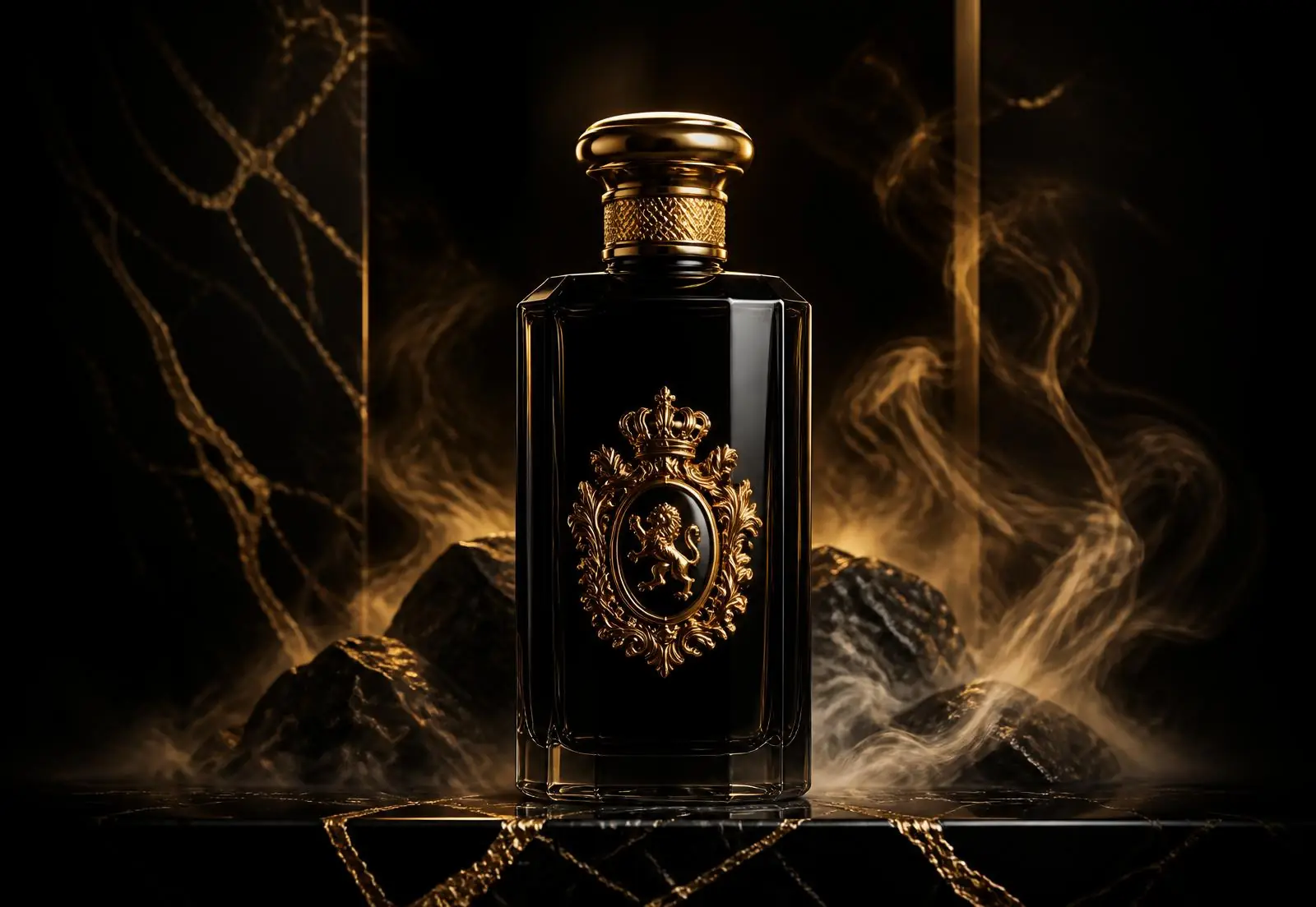 Sarkar Virasat perfume bottle on black marble